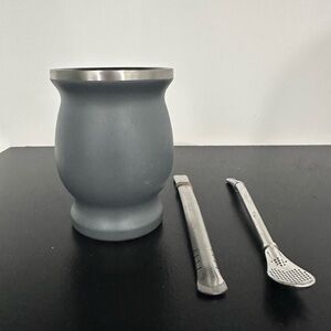 BALIBETOV [NUEVO] JUEGO DE CALABAZA DE DOBLE PARED GRIS MATE Y 2 BOMBILLAS.
